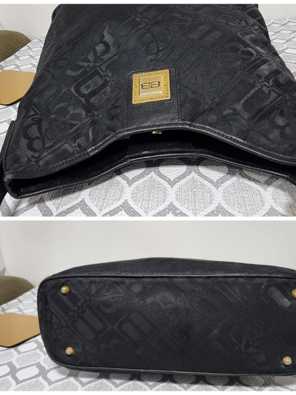 Authentic Balenciaga Vintage Monogram Shoulder Bag Black - Picture 6 of 11